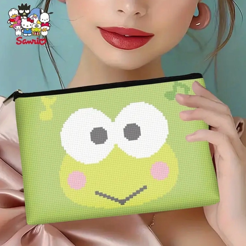 Sanrio Keroppi Pixel Art Cosmetic Bag • NWT • Travel Pouch